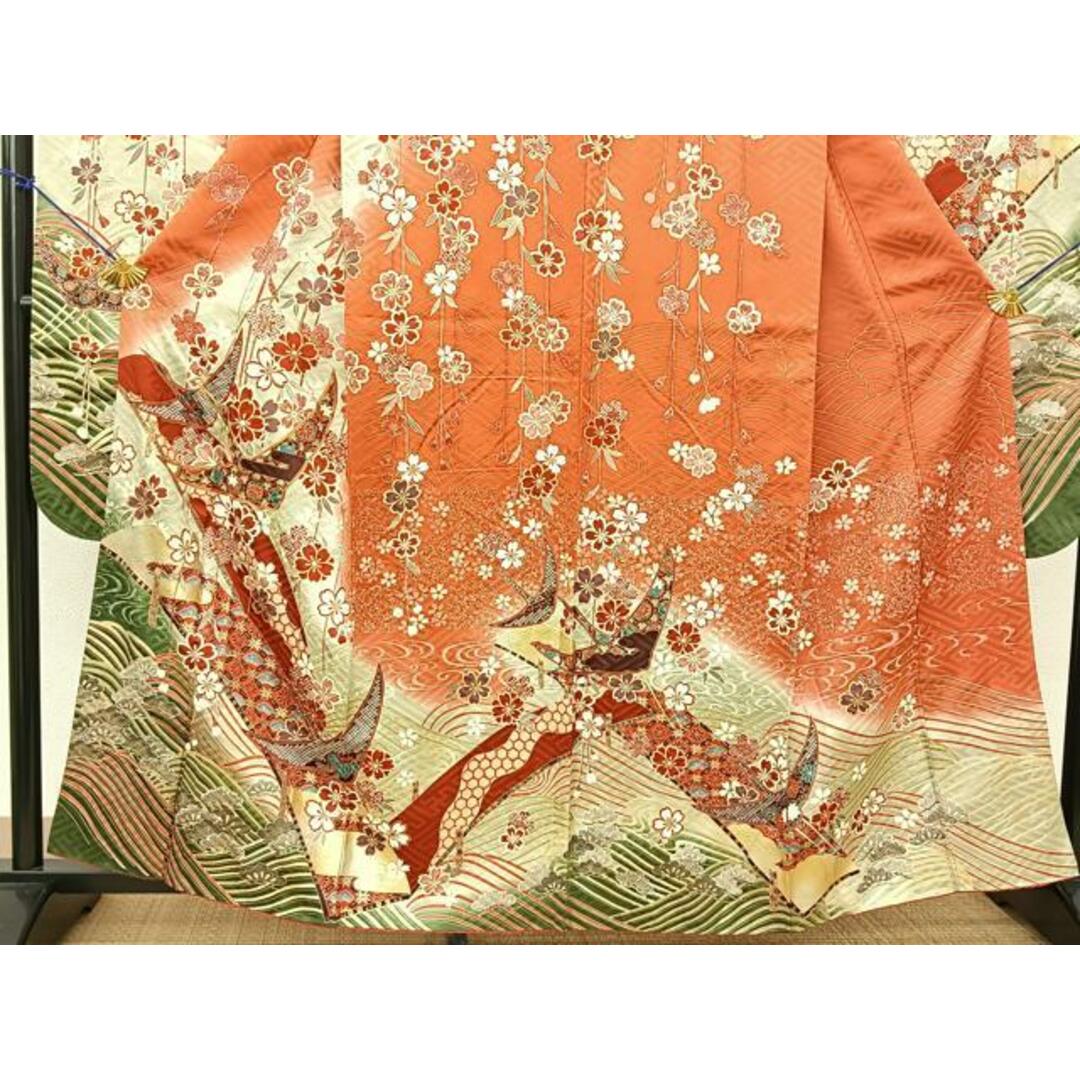 平和屋着物□豪華振袖 駒刺繍 飛鶴花文 暈し染め 金彩 正絹 逸品 平和屋着物□豪華振袖 駒刺繍 飛鶴花文 暈し染め 金彩 正絹 逸品