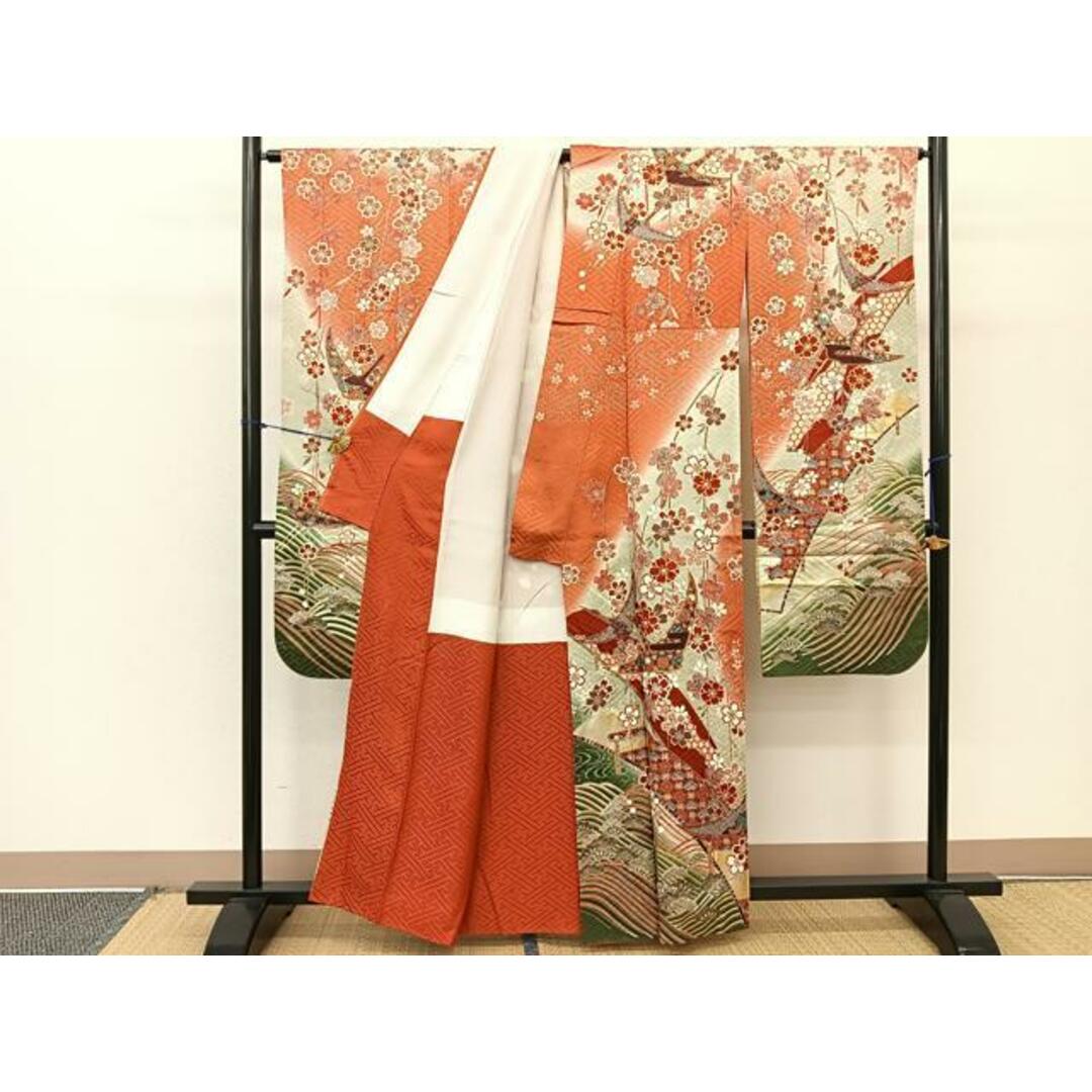 平和屋着物□豪華振袖 駒刺繍 飛鶴花文 暈し染め 金彩 正絹 逸品 平和屋着物□豪華振袖 駒刺繍 飛鶴花文 暈し染め 金彩 正絹 逸品