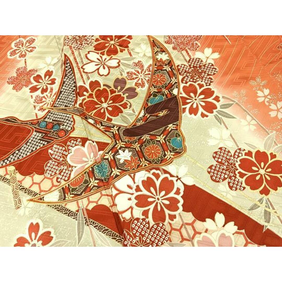 平和屋着物□豪華振袖 駒刺繍 飛鶴花文 暈し染め 金彩 正絹 逸品 平和屋着物□豪華振袖 駒刺繍 飛鶴花文 暈し染め 金彩 正絹 逸品