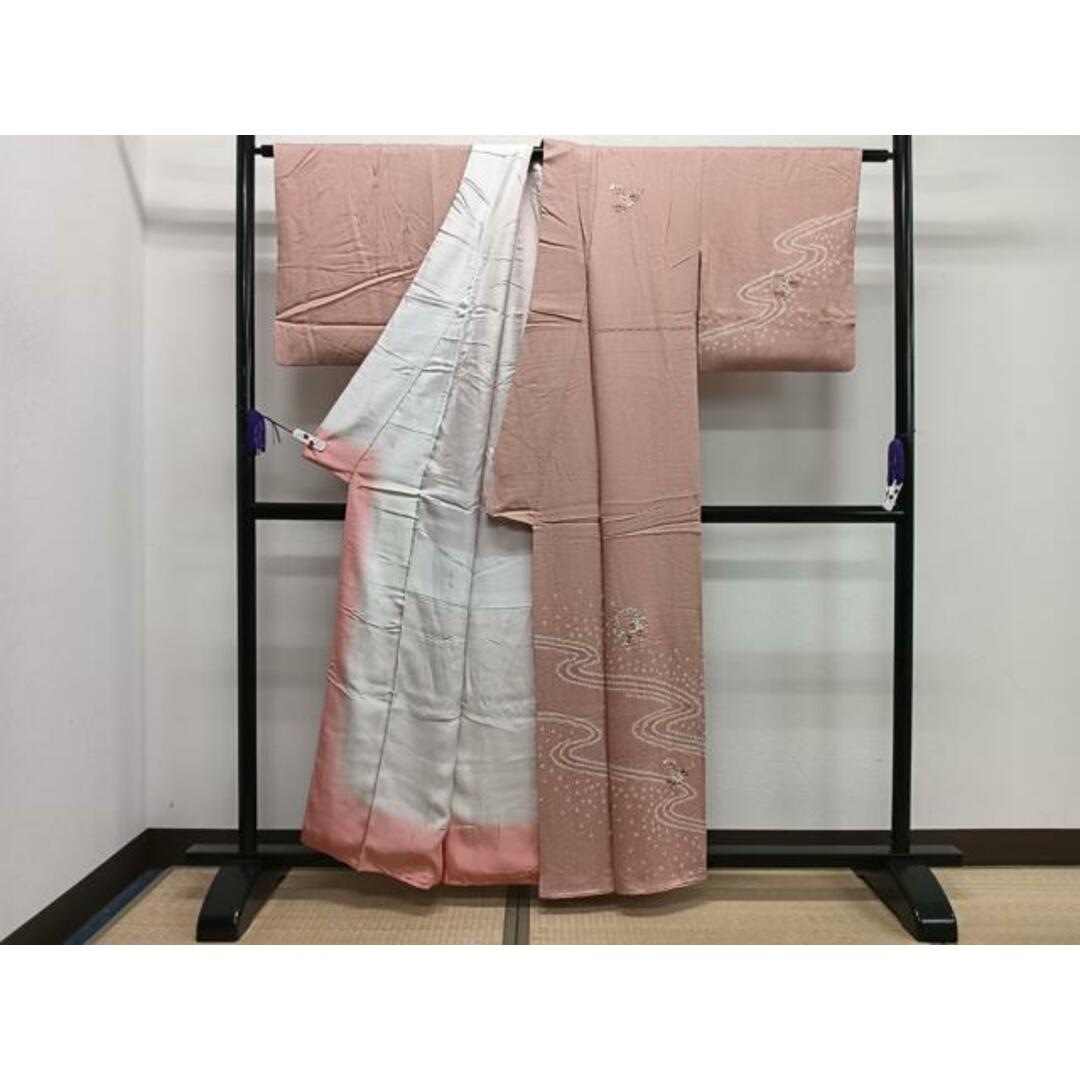 平和屋着物□訪問着 絞り 刺繍 流水草花丸文 正絹 逸品 平和屋着物□訪問着 絞り 刺繍 流水草花丸文 正絹 逸品
