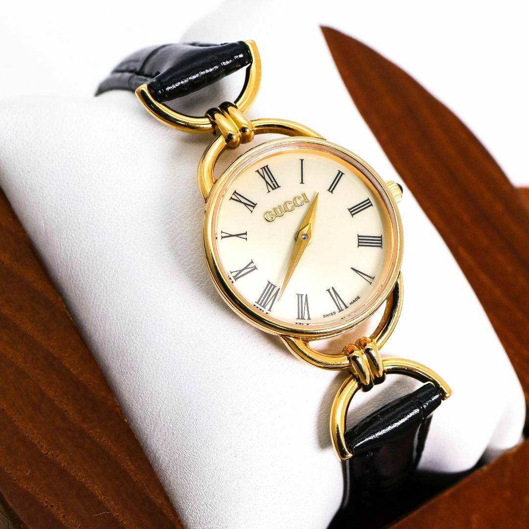GUCCI - 稼働 GUCCI 腕時計 6000.2.L レザー アイボリー 1212の GUCCI - 稼働 GUCCI 腕時計 6000.2.L レザー アイボリー 1212の