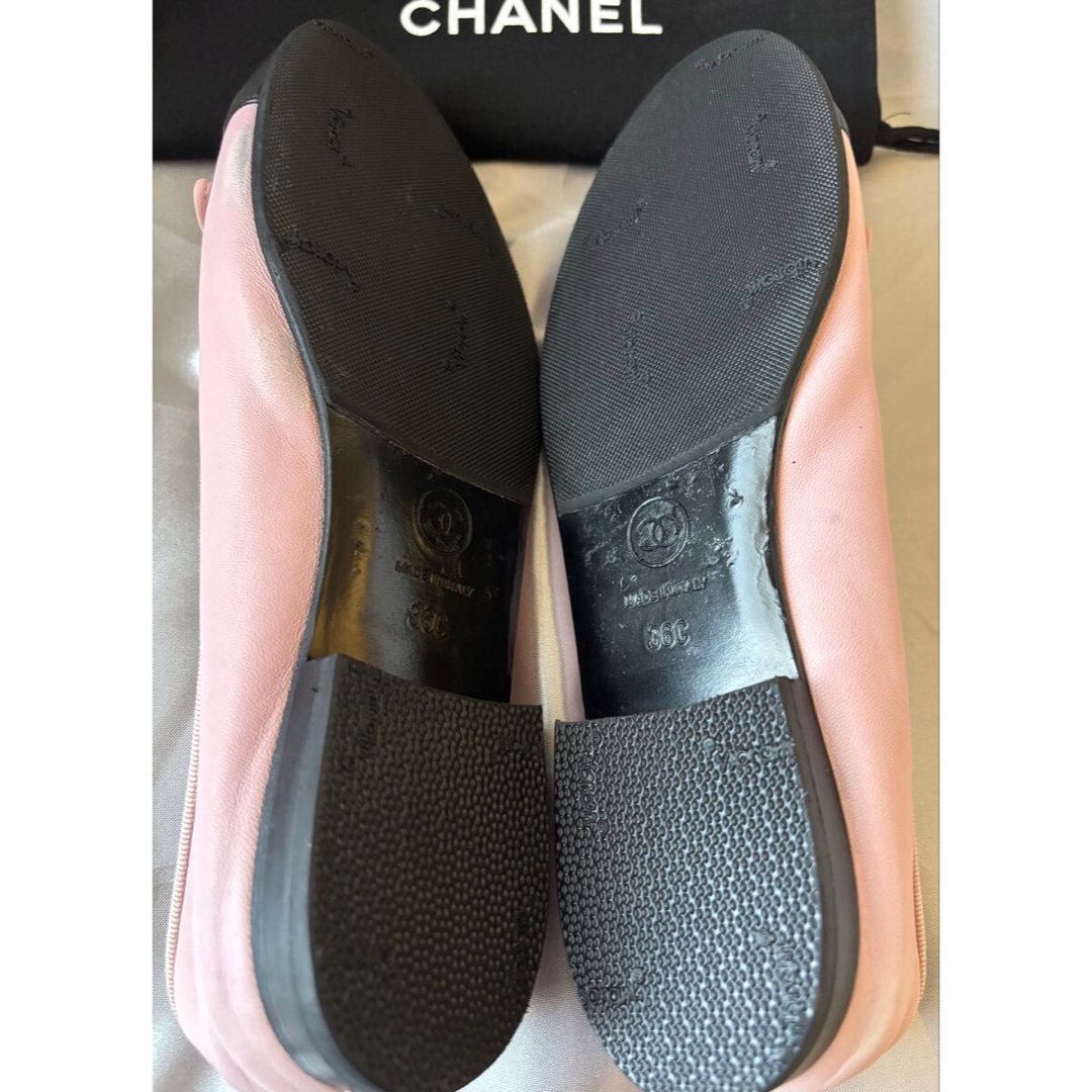 CHANEL シャネル ココマーク リボン バレエシューズ ピンク 36 CHANEL シャネル ココマーク リボン バレエシューズ ピンク 36