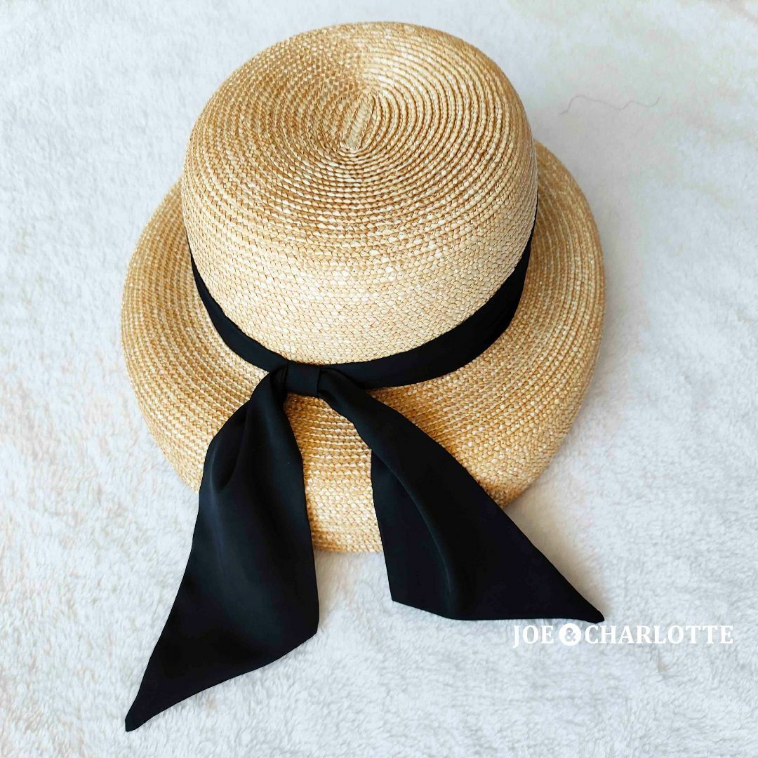 黒】Chapeau d' O シャポードオー カサブランカ 麦わら帽子 の 黒】Chapeau d' O シャポードオー カサブランカ 麦わら帽子 の