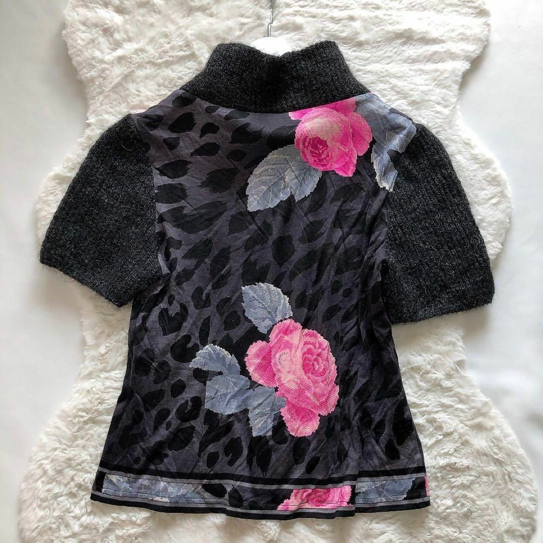 LEONARD - LEONARD*レオナール 花柄ニット 半袖 クルーネック LEONARD - LEONARD*レオナール 花柄ニット 半袖 クルーネック
