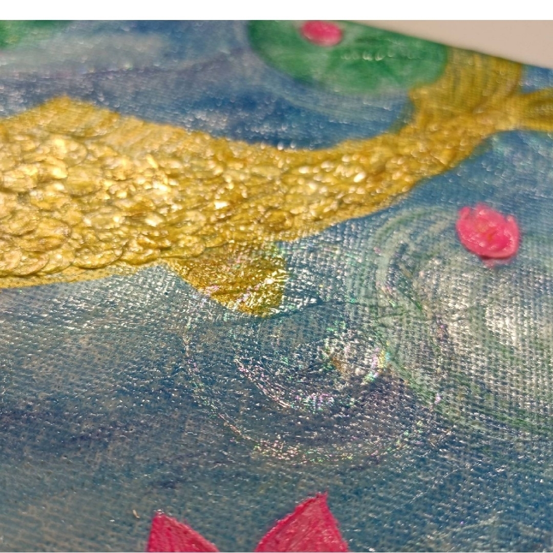 風水開運絵画*輝く水面と蓮花〜金鯉〜虹光画lotus 純金箔 財運 風水開運絵画*輝く水面と蓮花〜金鯉〜虹光画lotus 純金箔 財運