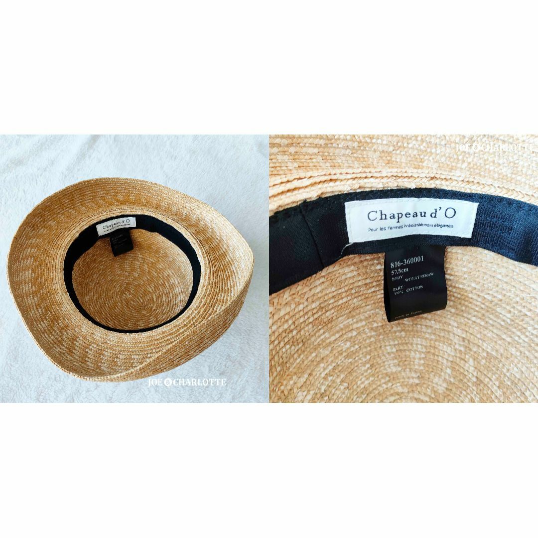 白】Chapeau d' O シャポードオー カサブランカ 麦わら帽子 の 白】Chapeau d' O シャポードオー カサブランカ 麦わら帽子 の