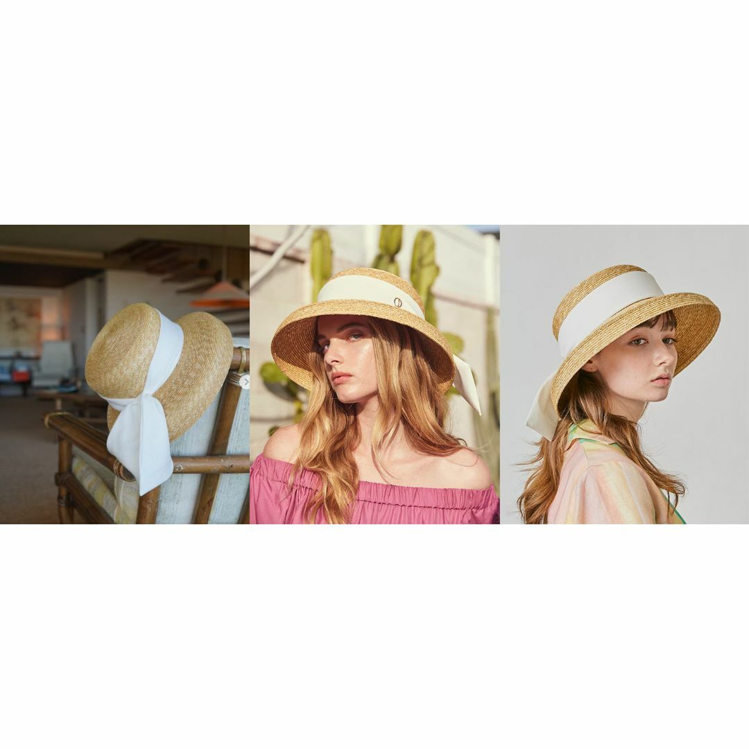 白】Chapeau d' O シャポードオー カサブランカ 麦わら帽子 の 白】Chapeau d' O シャポードオー カサブランカ 麦わら帽子 の