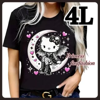 ハローキティ - 【4L】地雷系 ゴスロリキティちゃん 半袖Tシャツ ハローキティ - 【4L】地雷系 ゴスロリキティちゃん 半袖Tシャツ