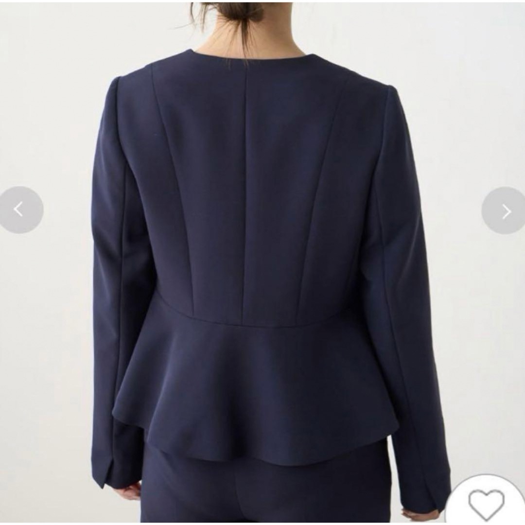 CELFORD - 美品✨ セルフォード ネイビー ノーカラー ペプラム CELFORD - 美品✨ セルフォード ネイビー ノーカラー ペプラム
