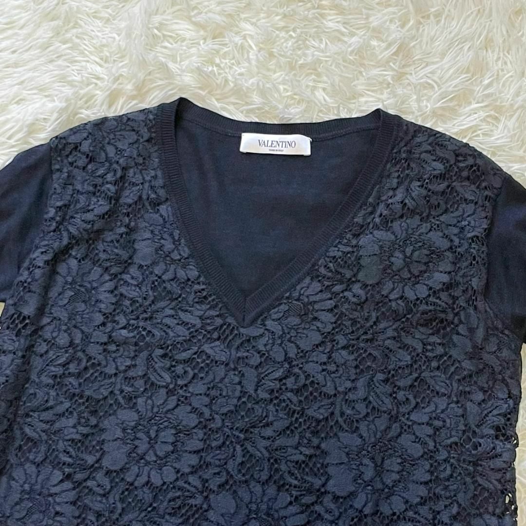 VALENTINO - VALENTINO シルク カシミヤ混 フロントレース V VALENTINO - VALENTINO シルク カシミヤ混 フロントレース V