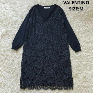 VALENTINO - VALENTINO シルク カシミヤ混 フロントレース V VALENTINO - VALENTINO シルク カシミヤ混 フロントレース V