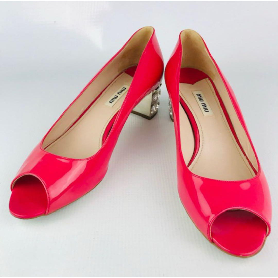 MIU MIU - 良品☆ミュウミュウ・パテントレザー クリスタル MIU MIU - 良品☆ミュウミュウ・パテントレザー クリスタル