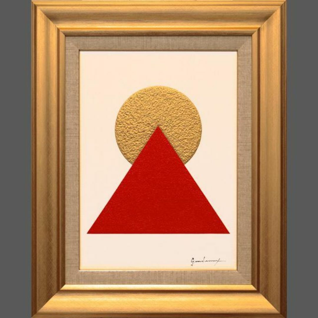古代の神秘△ピラミッドパワー赤富士△がんどうあつし肉筆油絵画 古代の神秘△ピラミッドパワー赤富士△がんどうあつし肉筆油絵画