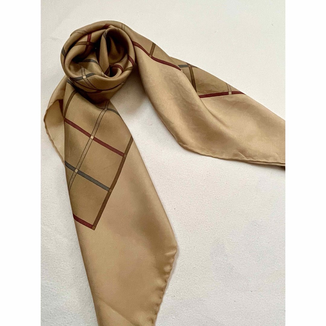 BURBERRY - Burberry シルク100% 大判スカーフ ライトブラウン BURBERRY - Burberry シルク100% 大判スカーフ ライトブラウン