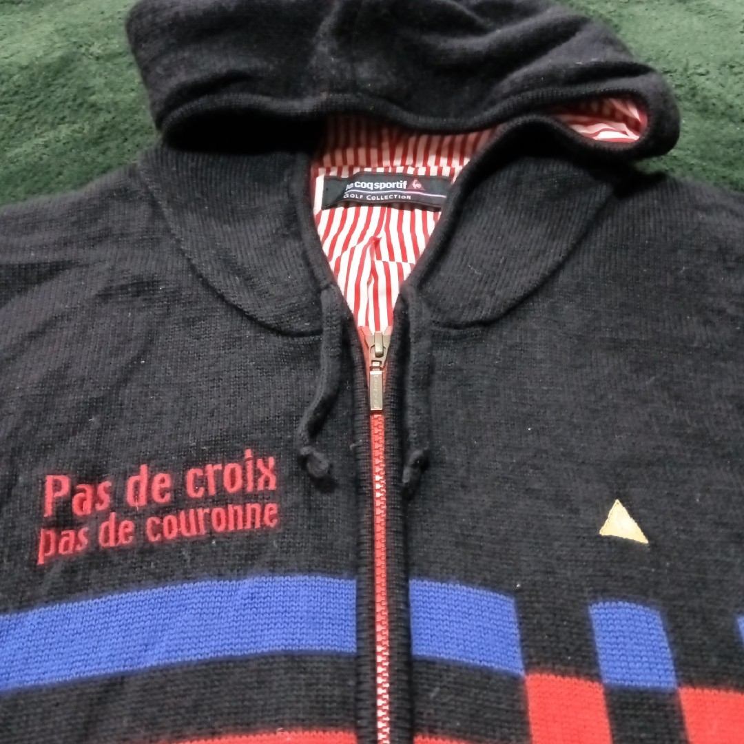 le coq sportif golf(ルコックスポルティフゴルフ)のルコック ゴルフ メンズウェア フード付セーター LL ブラック 黒 スポーツ/アウトドアのゴルフ(ウエア)の商品写真