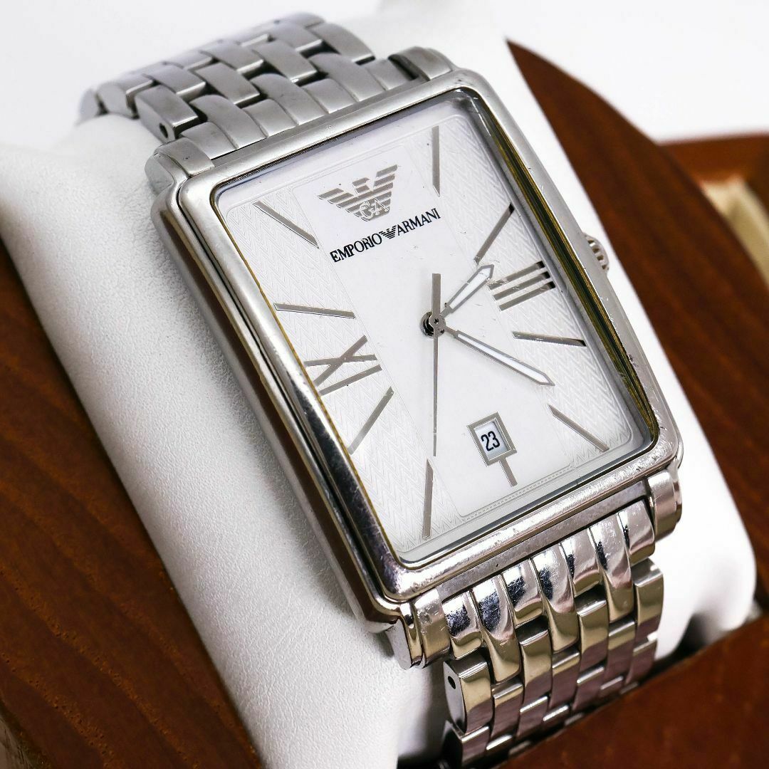 EMPORIO ARMANI - 稼働 EMPORIO ARMANI 腕時計 デイト スクエア EMPORIO ARMANI - 稼働 EMPORIO ARMANI 腕時計 デイト スクエア