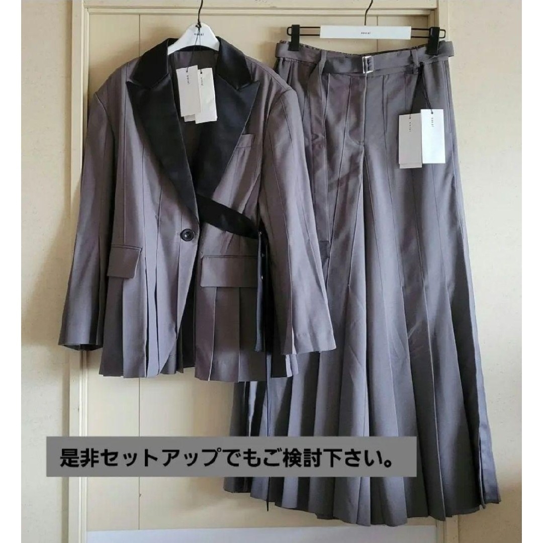 sacai - sacai 着用1度の美品 191000円 23SS PleatedJacketの sacai - sacai 着用1度の美品 191000円 23SS PleatedJacketの