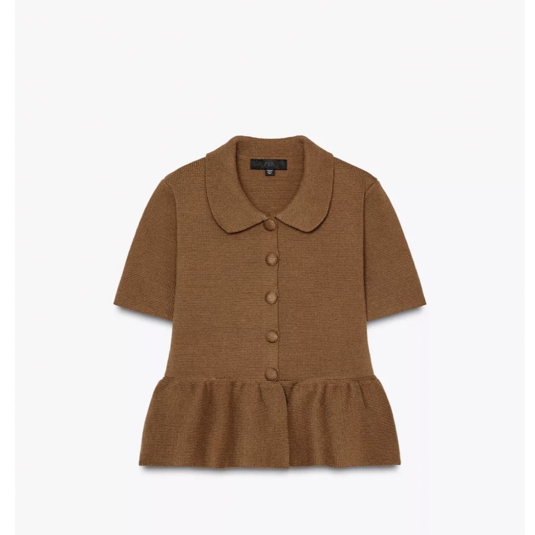 ZARA - ZARA ニットペプラムカーディガン S キャメルの通販 by ZARA - ZARA ニットペプラムカーディガン S キャメルの通販 by