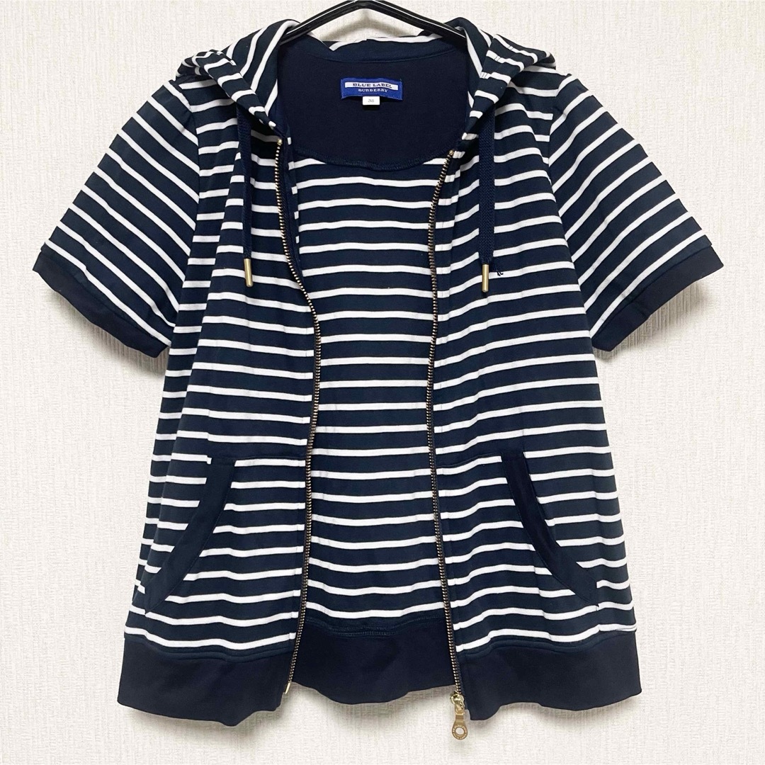 BURBERRY BLUE LABEL - BURBERRY バーバリー ボーダー ジップ BURBERRY BLUE LABEL - BURBERRY バーバリー ボーダー ジップ