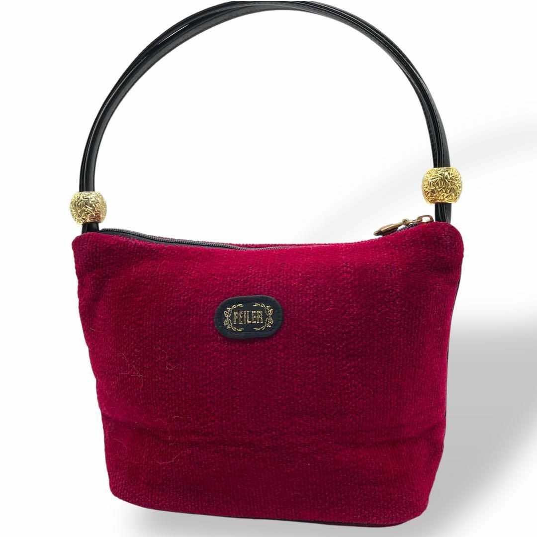 FEILER - 美品 FEILER フェイラー ハンドバッグ レッド 花柄 FEILER - 美品 FEILER フェイラー ハンドバッグ レッド 花柄