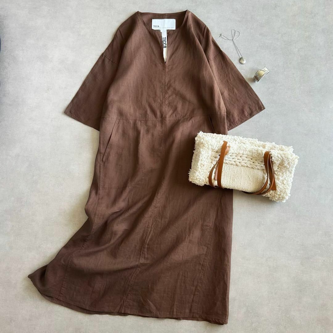 TICCA - 美品△TICCA ティッカ /リネンロングワンピース TICCA - 美品△TICCA ティッカ /リネンロングワンピース