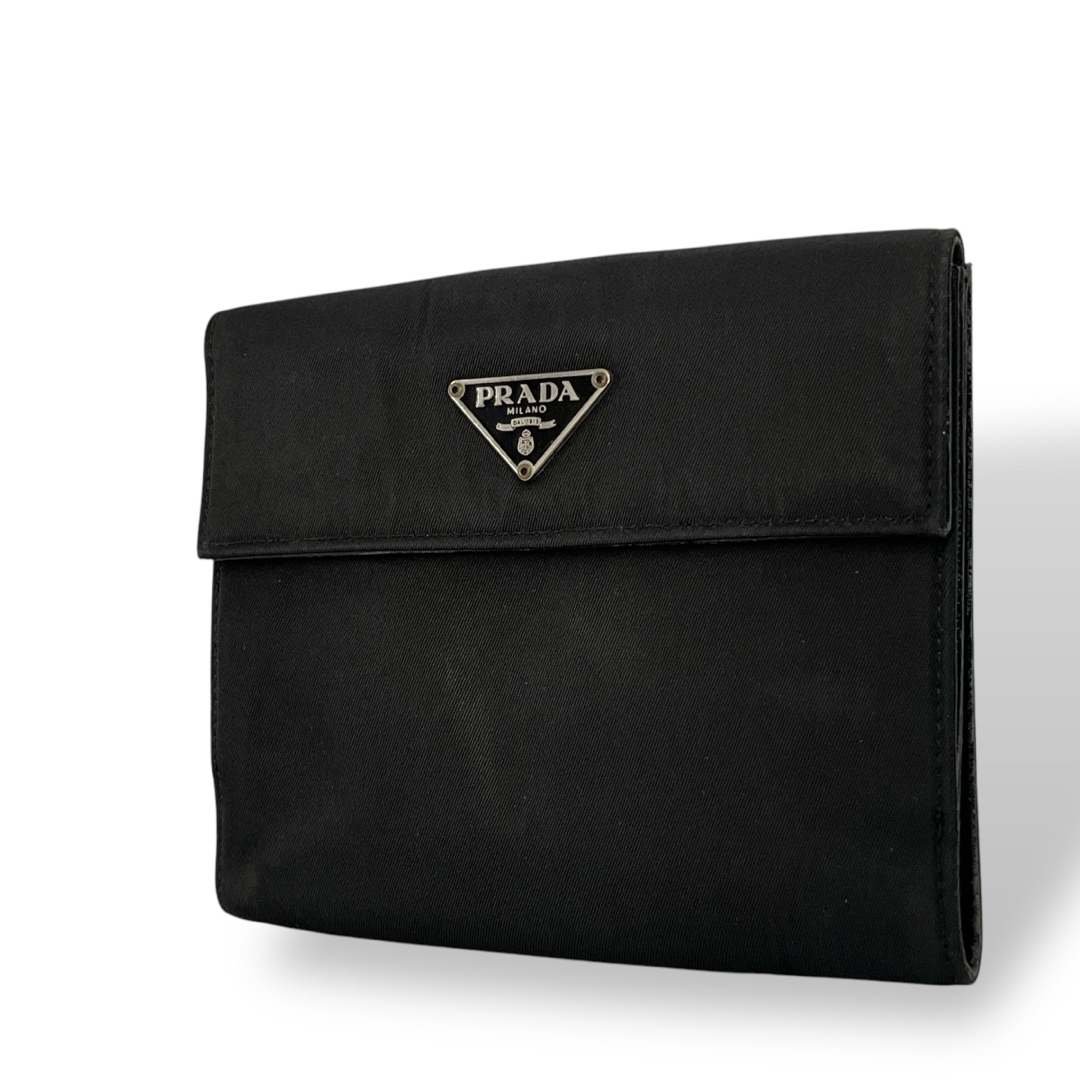 PRADA - プラダ 三角ロゴ 二つ折り財布 コンパクトウォレット PRADA - プラダ 三角ロゴ 二つ折り財布 コンパクトウォレット