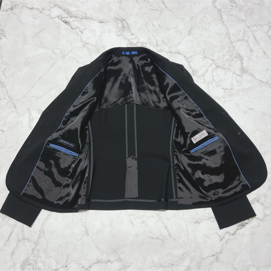 AOKI - 美品 LES MUES プレミアムウォッシュスカートスーツ 黒 AOKI - 美品 LES MUES プレミアムウォッシュスカートスーツ 黒