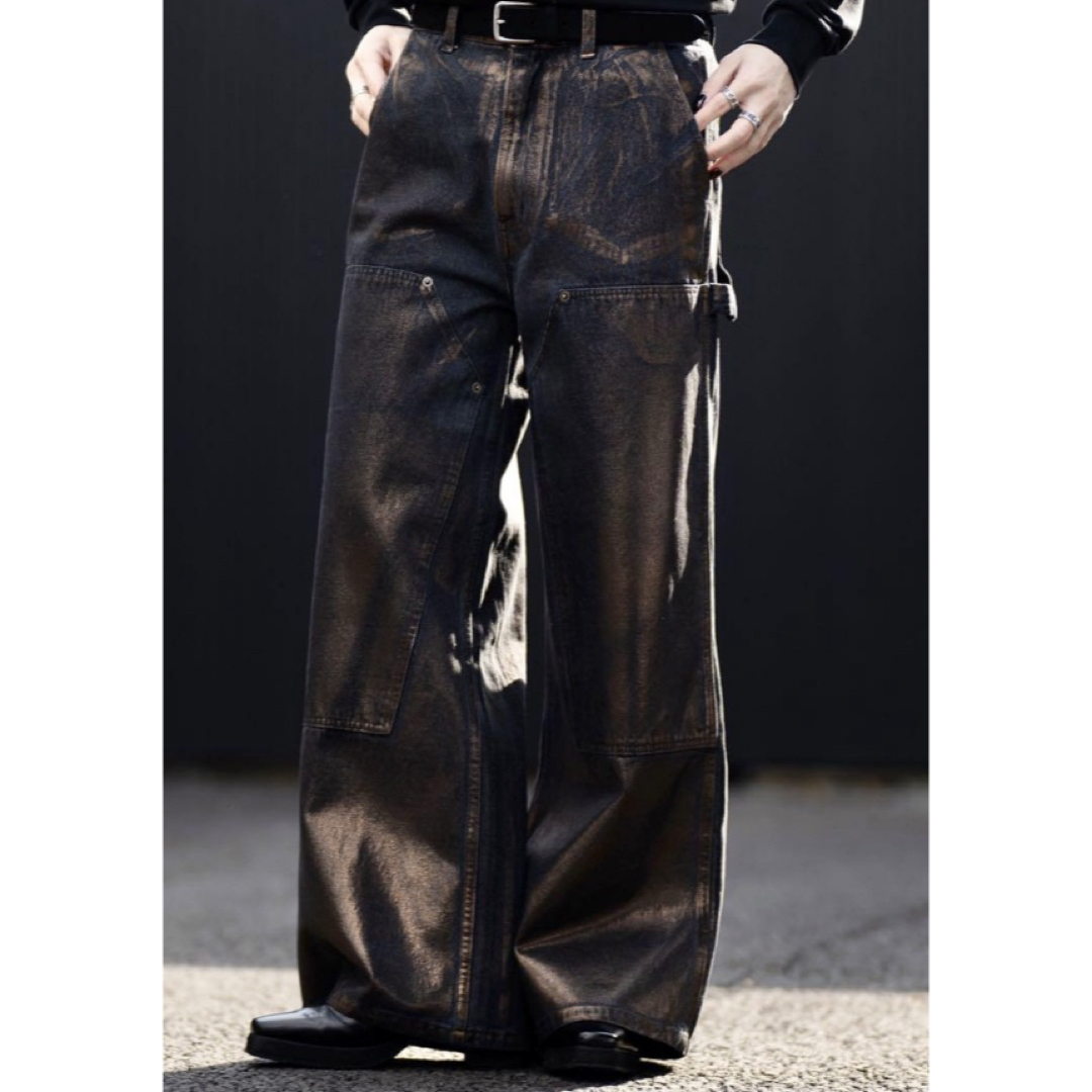 CLEL クレイル ダブルニーデニム 箔 特殊加工 カーゴパンツ 数量 CLEL クレイル ダブルニーデニム 箔 特殊加工 カーゴパンツ 数量