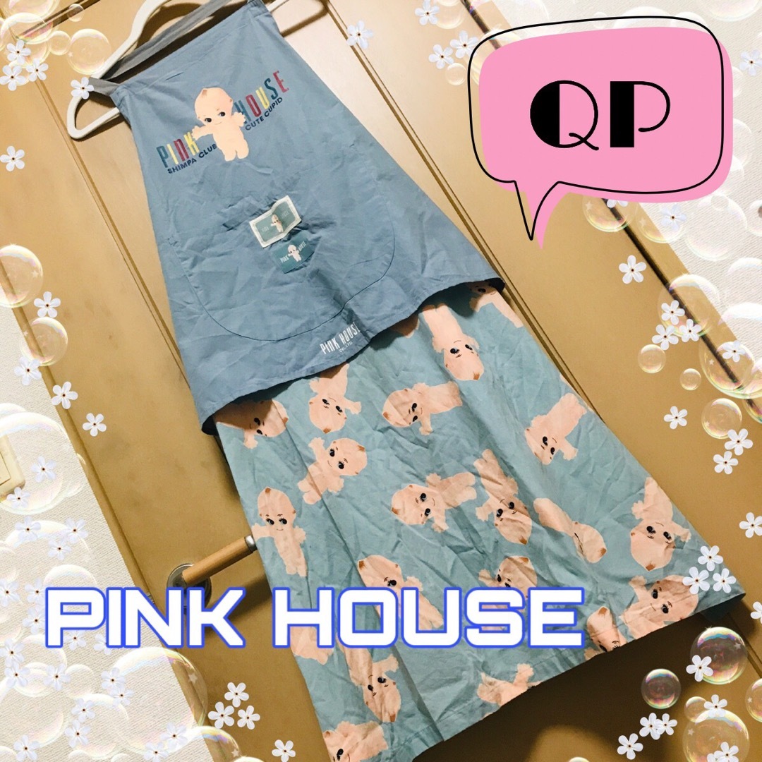 PINK HOUSE - ピンクハウス レア キューピー 水色 エプロンの PINK HOUSE - ピンクハウス レア キューピー 水色 エプロンの