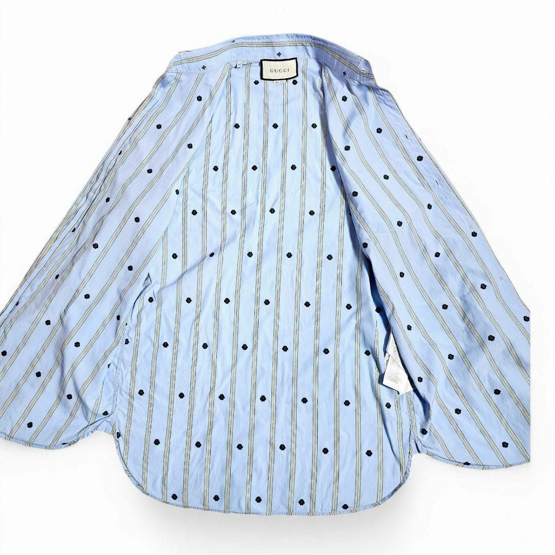 GUCCI - 【良品】グッチ 長袖シャツ ストライプ 柄シャツ ブルー GUCCI - 【良品】グッチ 長袖シャツ ストライプ 柄シャツ ブルー