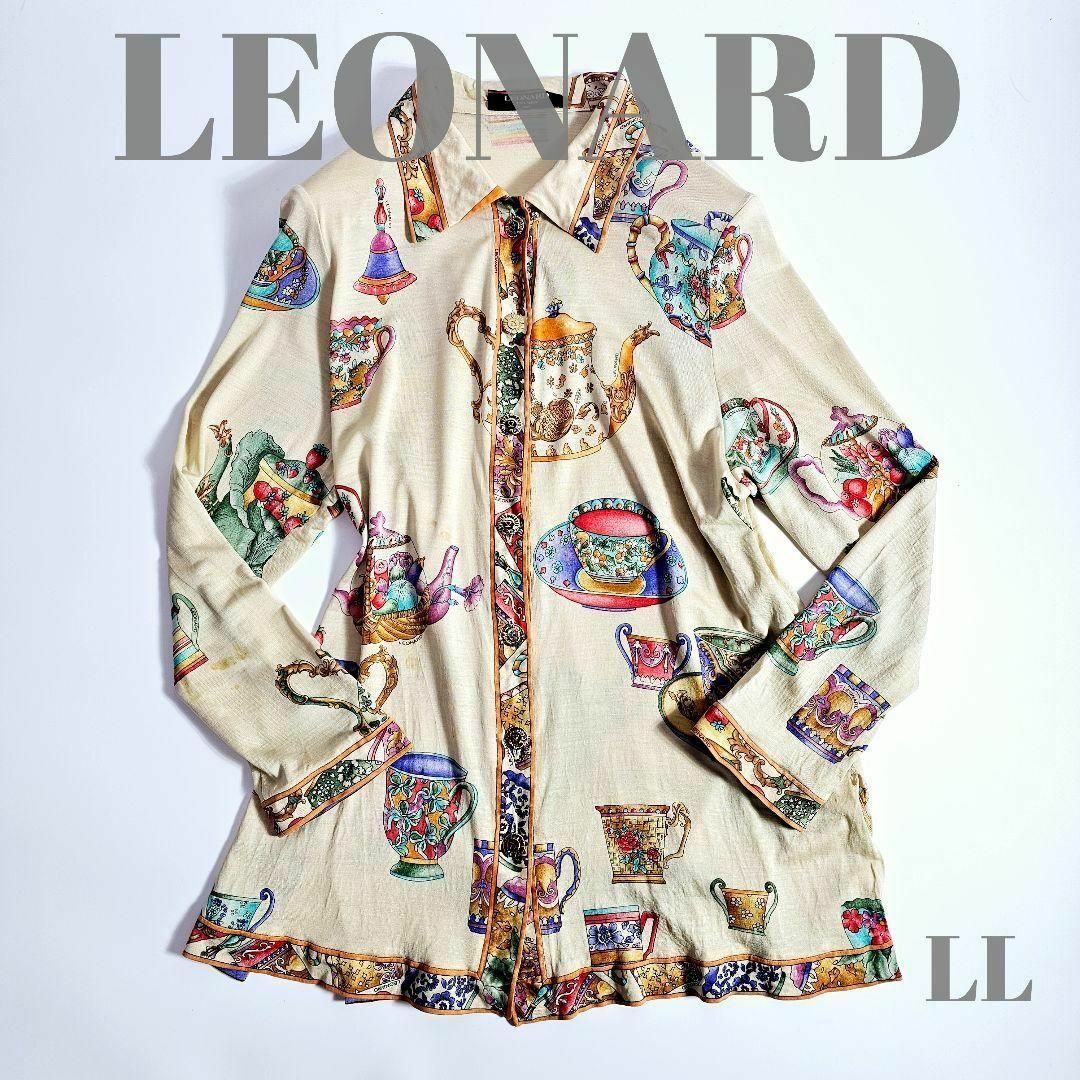 LEONARD - 【希少サイズLL】レオナール 総柄 シャツ 長袖 LEONARD - 【希少サイズLL】レオナール 総柄 シャツ 長袖