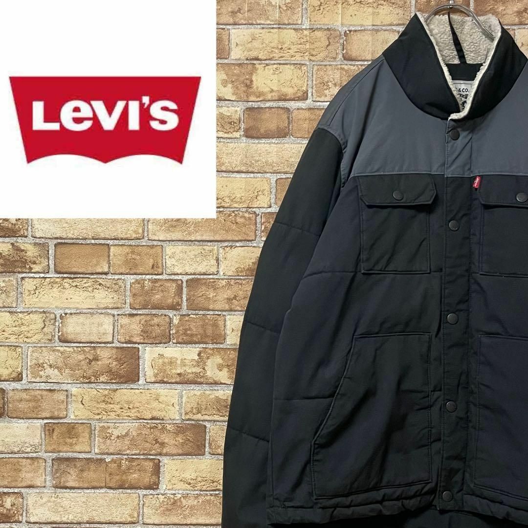 Levi's - リーバイス ダウンジャケット 襟ボア ツートン 黒 Levi's - リーバイス ダウンジャケット 襟ボア ツートン 黒