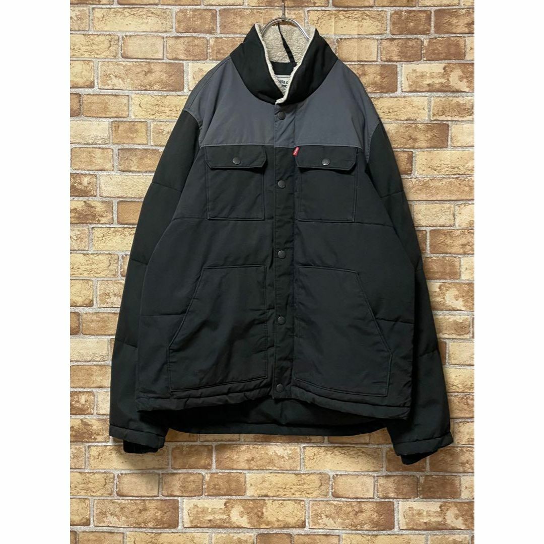 Levi's - リーバイス ダウンジャケット 襟ボア ツートン 黒 Levi's - リーバイス ダウンジャケット 襟ボア ツートン 黒