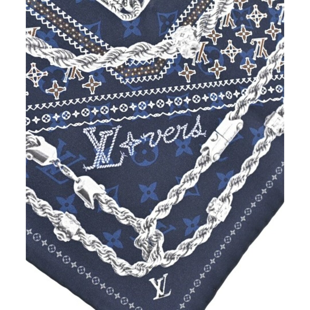 LOUIS VUITTON - LOUIS VUITTON バンダナ・スカーフ - 紺x白x LOUIS VUITTON - LOUIS VUITTON バンダナ・スカーフ - 紺x白x