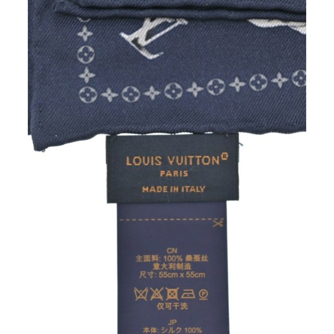 LOUIS VUITTON - LOUIS VUITTON バンダナ・スカーフ - 紺x白x LOUIS VUITTON - LOUIS VUITTON バンダナ・スカーフ - 紺x白x