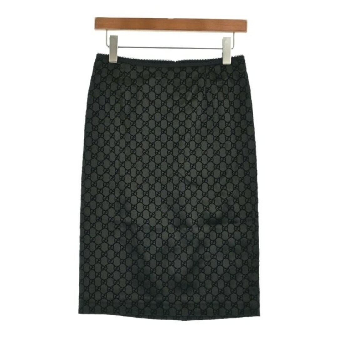 GUCCI - GUCCI グッチ ひざ丈スカート S 黒(総柄) 【古着 GUCCI - GUCCI グッチ ひざ丈スカート S 黒(総柄) 【古着