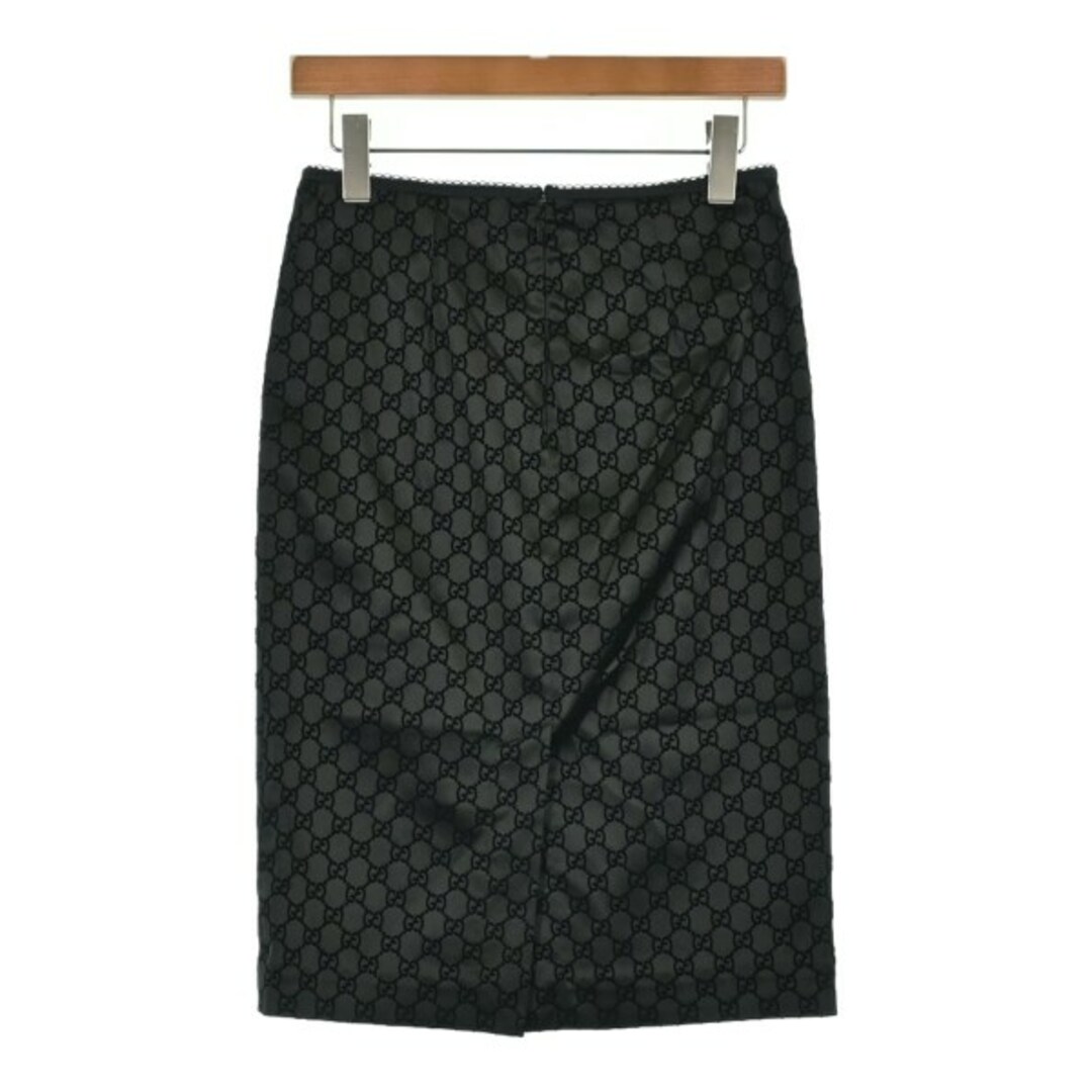 GUCCI - GUCCI グッチ ひざ丈スカート S 黒(総柄) 【古着 GUCCI - GUCCI グッチ ひざ丈スカート S 黒(総柄) 【古着