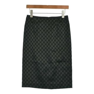 GUCCI - GUCCI グッチ ひざ丈スカート S 黒(総柄) 【古着 GUCCI - GUCCI グッチ ひざ丈スカート S 黒(総柄) 【古着
