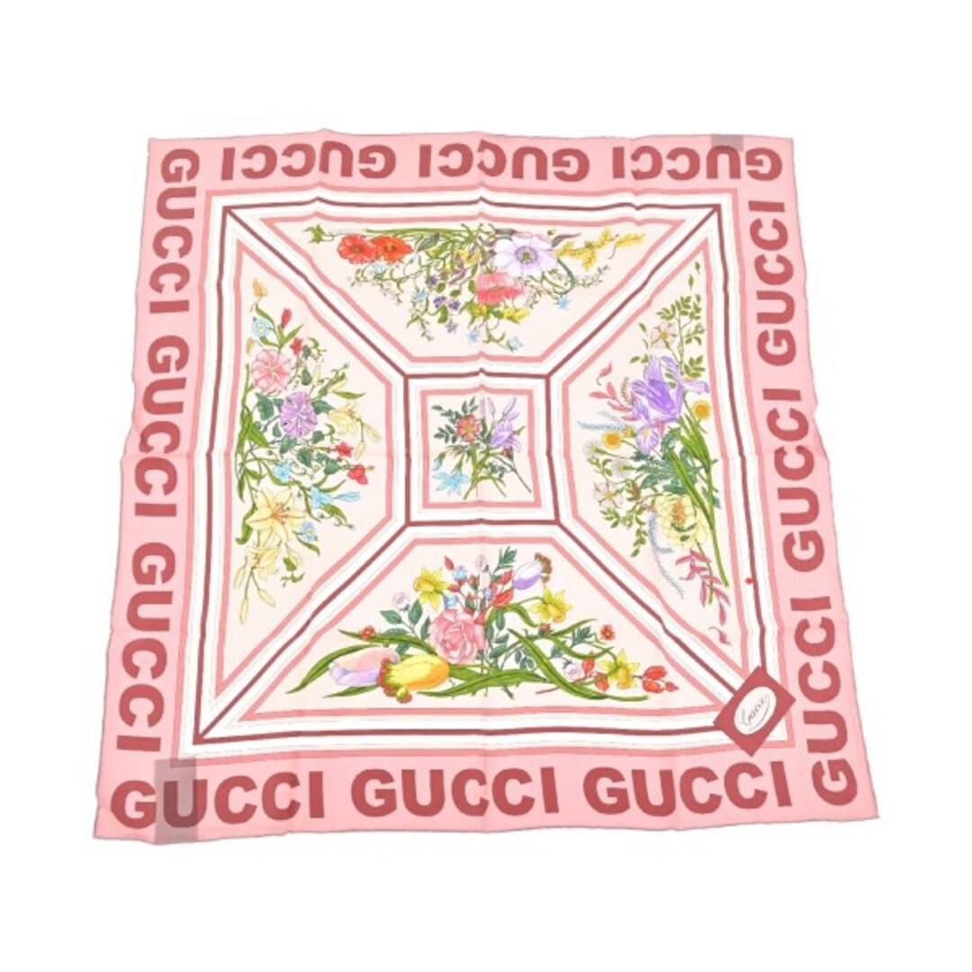 GUCCI - GUCCI グッチ バンダナ・スカーフ - ピンクx赤x黄等(総 GUCCI - GUCCI グッチ バンダナ・スカーフ - ピンクx赤x黄等(総