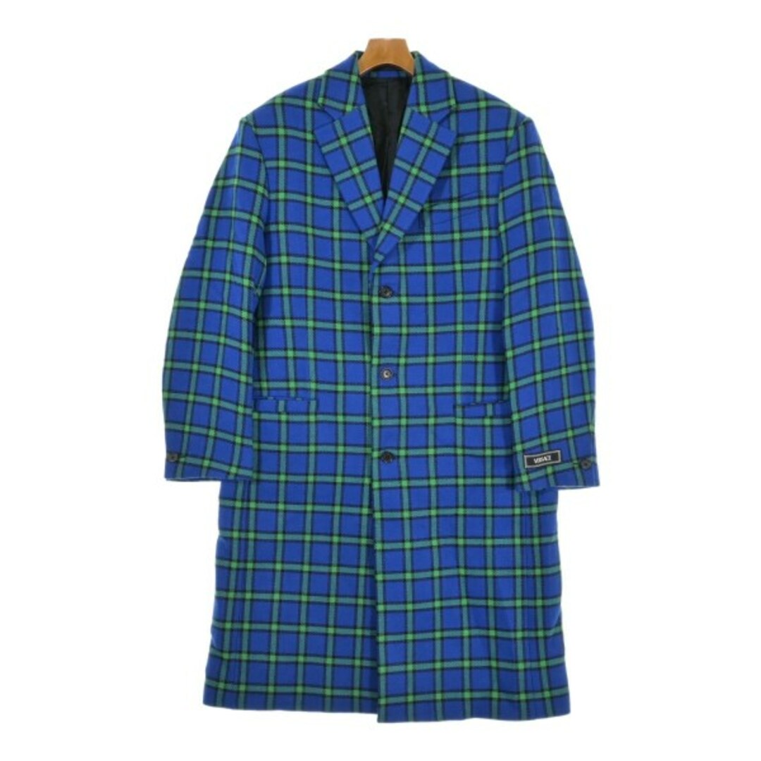 VERSACE - VERSACE コート(その他) 48(L位) 青x緑等(チェック VERSACE - VERSACE コート(その他) 48(L位) 青x緑等(チェック
