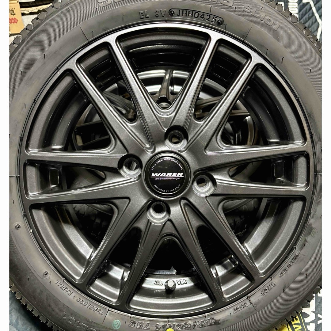 BRIDGESTONE - ㉝155/65R14新品タイヤ4本と中古ホイールとナット BRIDGESTONE - ㉝155/65R14新品タイヤ4本と中古ホイールとナット