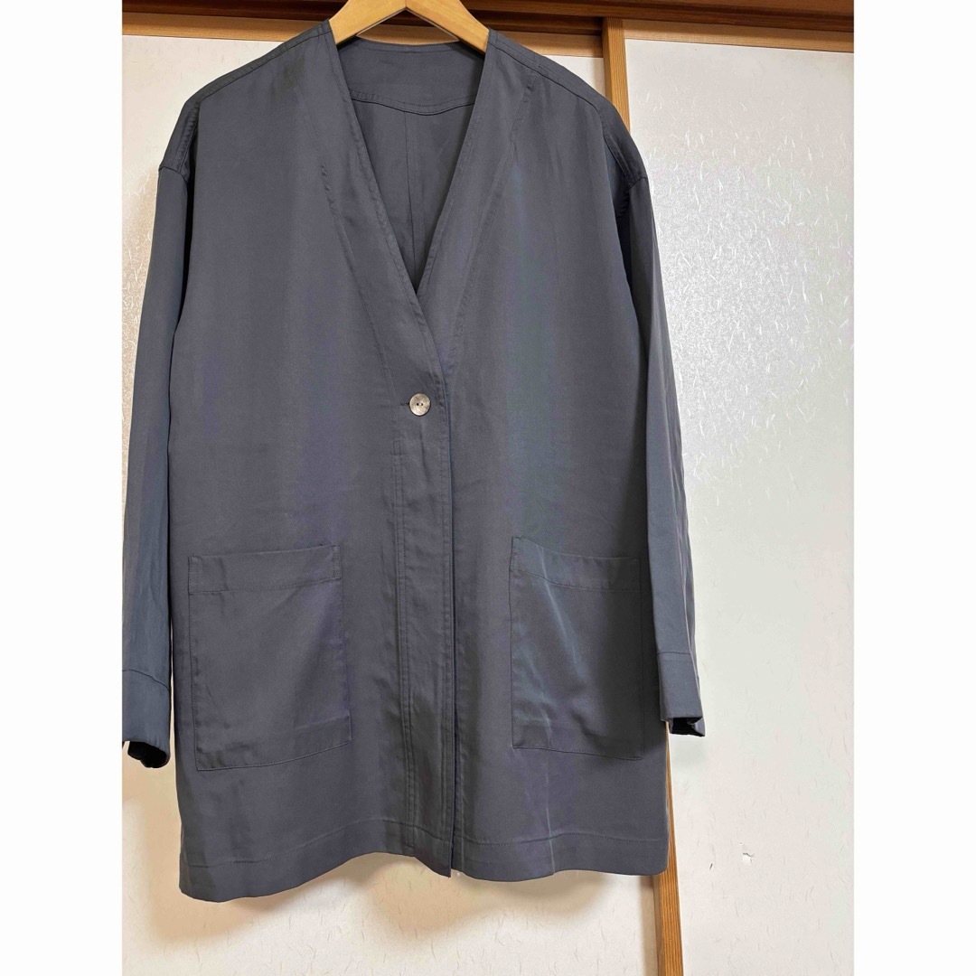 BEARDSLEY - 未使用近 トロミラフハオリ ノーカラージャケット BEARDSLEY - 未使用近 トロミラフハオリ ノーカラージャケット