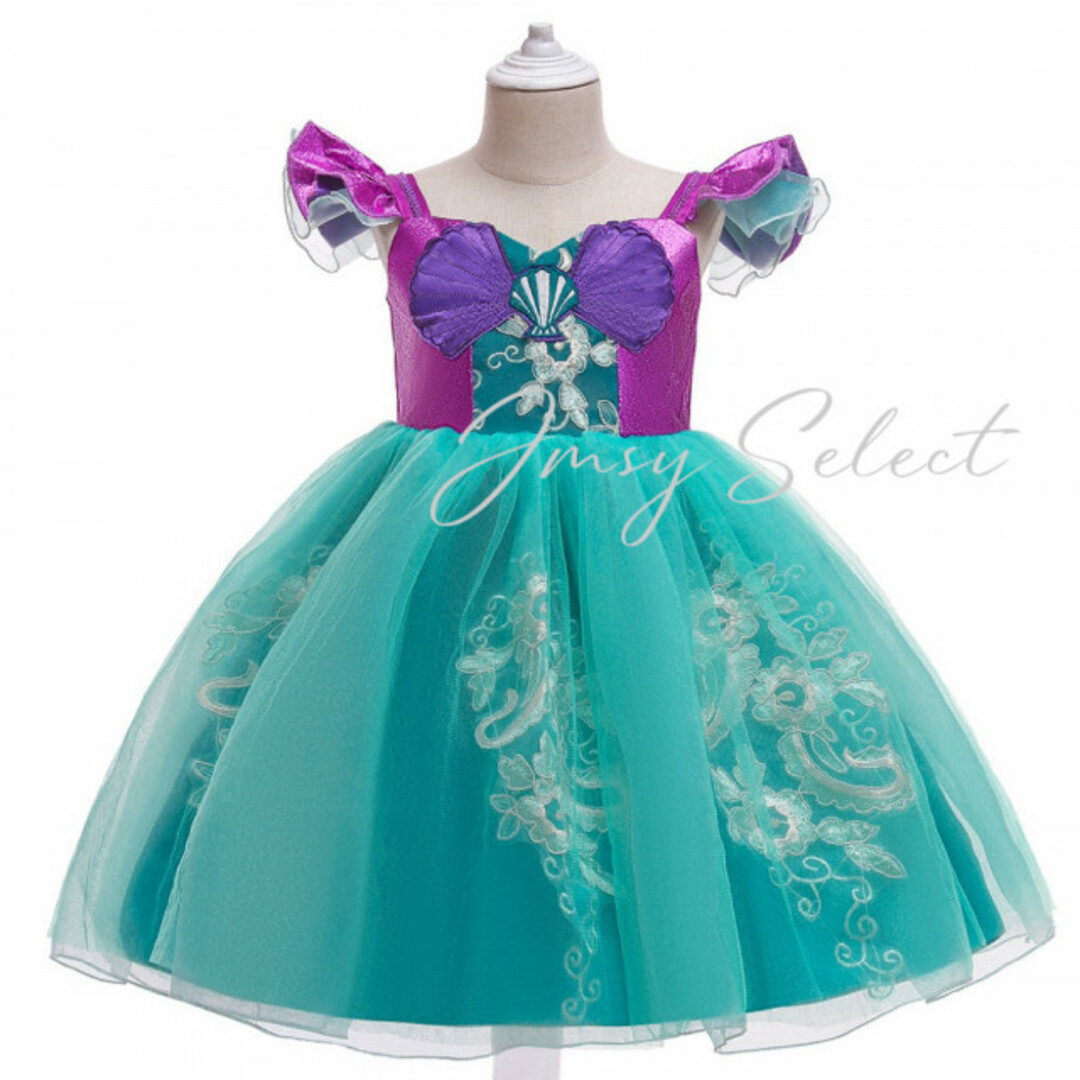Disney - 130cm☆肩フリル アリエルドレス アリエルワンピース Disney - 130cm☆肩フリル アリエルドレス アリエルワンピース