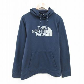 ノースフェイス(North Face)のXL★古着 ノースフェイス THE NORTH FACE 長袖 スウェット パーカー メンズ ビッグロゴ ポリエステル 紺 ネイビー 25apr16 中古 スエット トレーナー トップス(パーカー)