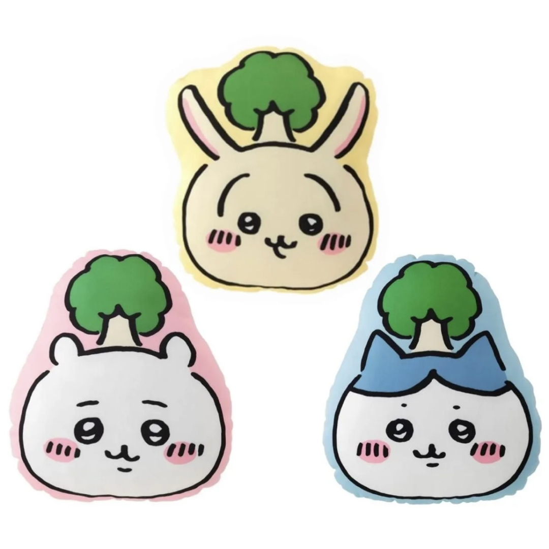 ちいかわ(チイカワ)のちいかわの森 森のゆるカットクッション ちいかわ ハチワレ うさぎ フェイス 顔 インテリア/住まい/日用品のインテリア小物(クッション)の商品写真