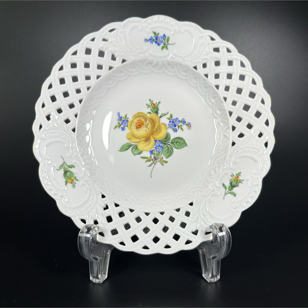 MEISSEN - 新品 マイセン 金彩 イエローローズ勿忘草レース MEISSEN - 新品 マイセン 金彩 イエローローズ勿忘草レース