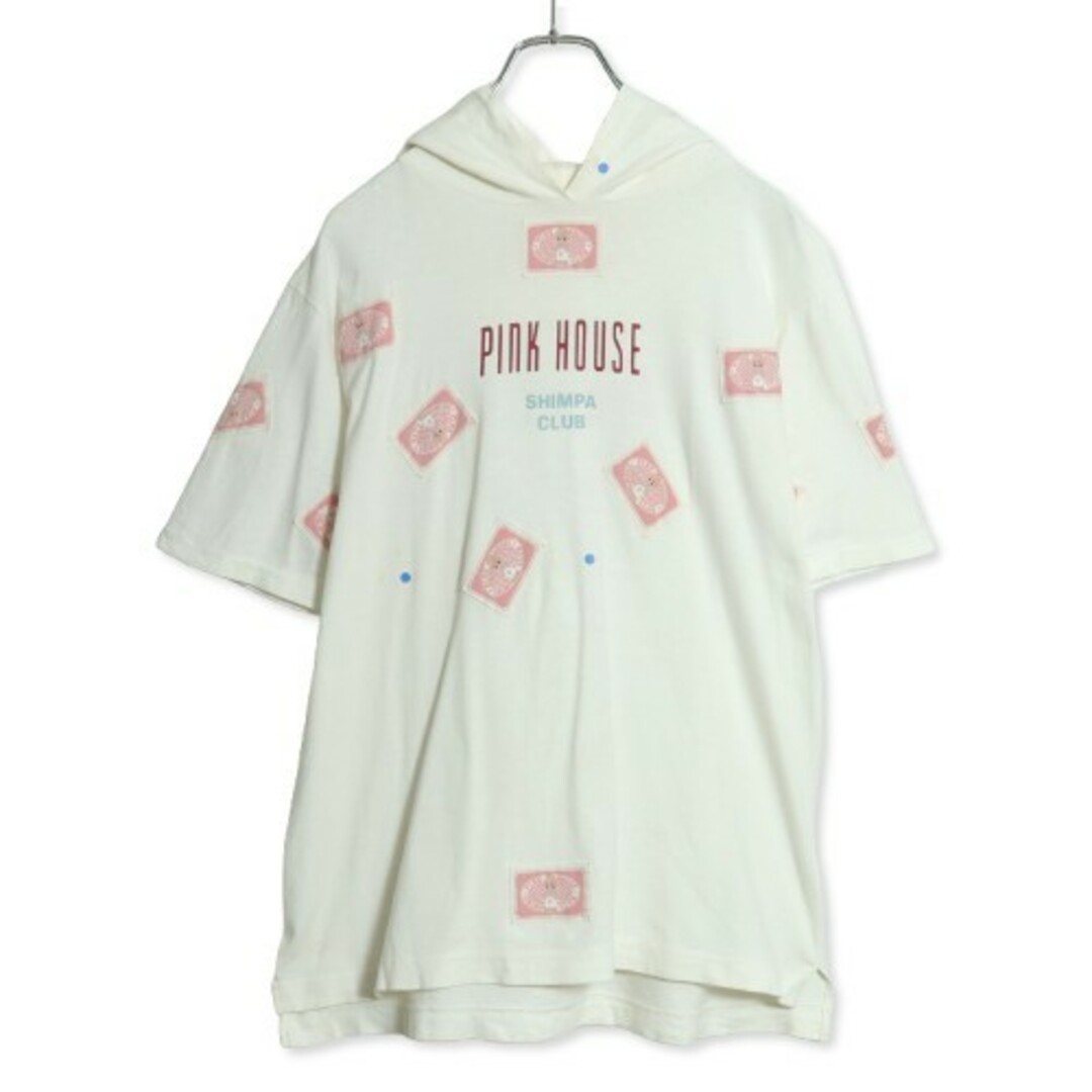 PINK HOUSE - ピンクハウス☆半袖パーカー 大きいサイズL オフ PINK HOUSE - ピンクハウス☆半袖パーカー 大きいサイズL オフ