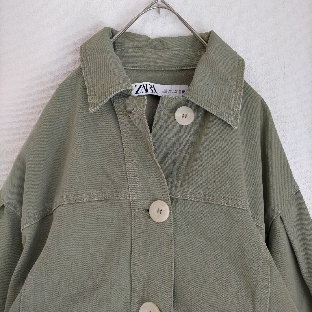 ZARA - ZARA タックスリーブ デニムジャケット カーキの通販 by ZARA - ZARA タックスリーブ デニムジャケット カーキの通販 by