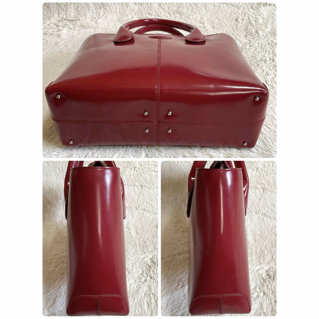 TOD'S - TOD'S トッズ 赤 2way ロゴ 自立 トートバッグ TOD'S - TOD'S トッズ 赤 2way ロゴ 自立 トートバッグ