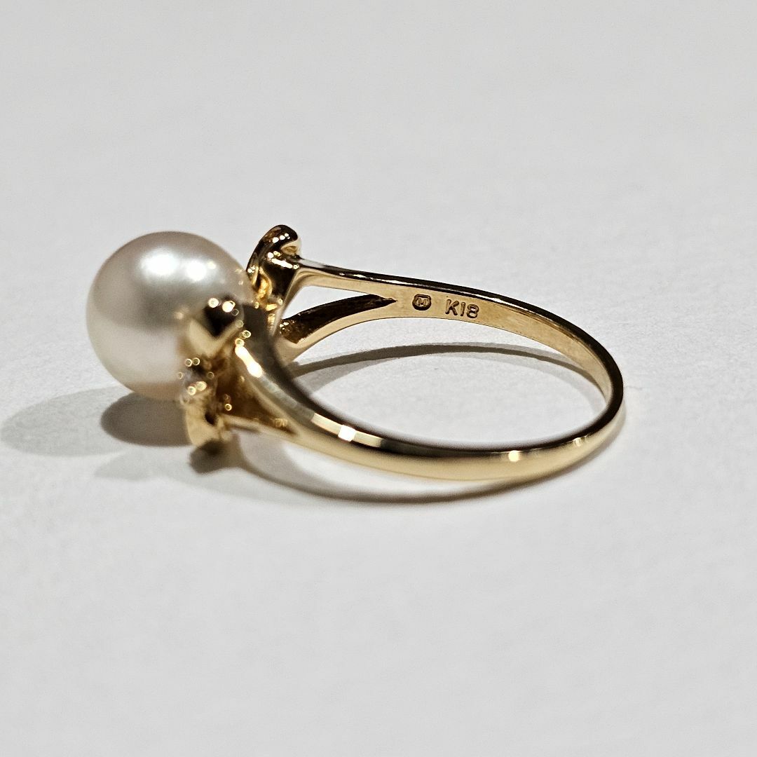 MIKIMOTO - 1635 ミキモトパールダイヤリングK18YGイエロー MIKIMOTO - 1635 ミキモトパールダイヤリングK18YGイエロー